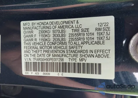 2023 Honda Cr-V Hybrid Sport Touring from USA, damaged, VIN 7FARS6H90PE001298